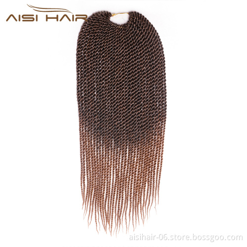 Aisi Hair Senegalese Twist Crochet Hair Ombre Brown Grey Purple Bug Synthetic Braiding Hair Extensions for Women